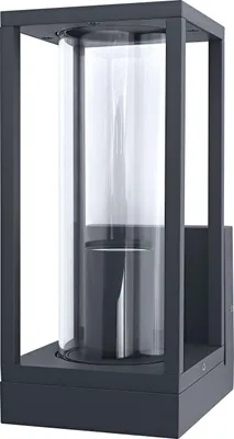 Immagine prodotto di OSRAM applique da esterno E27, alluminio, vetro trasparente, IP44, grigio scuro, design rettangolare, 140 x 110 x 245 mm, materiale di montaggio incluso