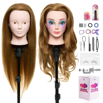 Produktbild von Haarmodellierkopf 24 Zoll mit 50% Echthaar und Haarfarbset
