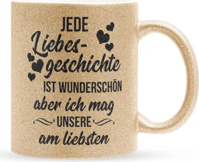 Produktbild von 22Feels Glitzertasse Gold Jahrestag Geschenk Frauen Männer Hochzeitstag Ehefrau Ehemann Freund Freundin Valentinstag Geburtstag Weihnachten Kaffeetasse Liebe Paar Beziehung Haferl Jubiläum Geschenkidee Bürotasse