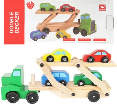 Produktbild von Lkw Aus Holz Mit Einem Set Aus 4 Autos