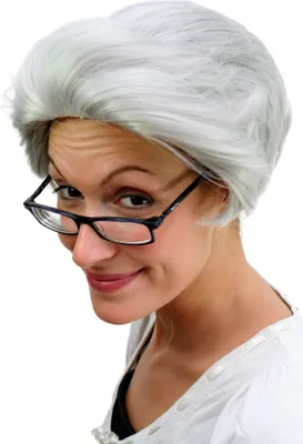 Produktbild von WIG ME UP Alte Oma Opa Perücke, grau, Scheitelwelle PW0206