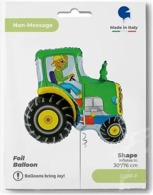 Obrázok produktu pre 1 fóliový balónik traktor v zelenej farbe, 76 cm / 30 palcov