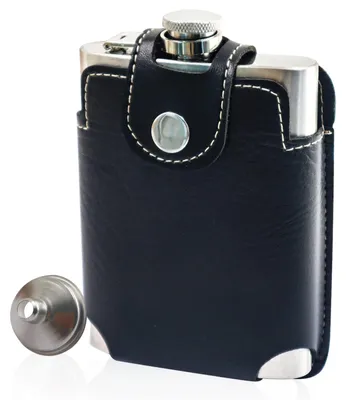 Productafbeelding van Omgoods - 230ml RVS Heupfles met Leren Band voor Dranken