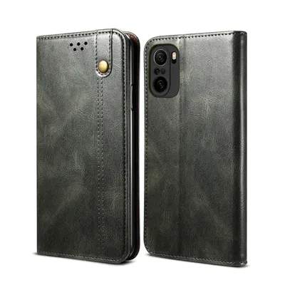 Obrázek produktu pro Pouzdro pro Xiaomi Poco F3, kožené flip pouzdro peněženka s funkcí stojánku zelené