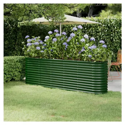 Produktbild von Hochbeet aus pulverbeschichtetem Stahl, witterungsbeständig, für Garten und Balkon, 152 x 40 x 68 cm, grün