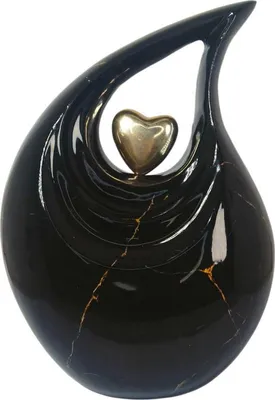 Immagine prodotto di Nero XXL Urna a goccia per cani - 3,5 L | Urne in alluminio per cani e gatti | Urna resistente e antiruggine per esseri umani | Urne per conservare i ricordi