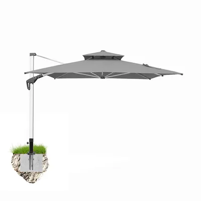 Produktbild von anndora Ampelschirm 3x4 m mit Kurbel, Bodenanker inklusive, UPF 50, Silbergrau