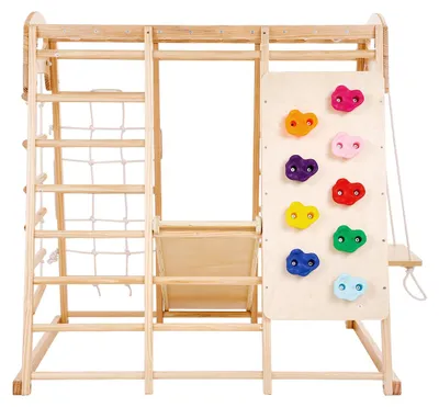 Produktbild von Indoor Klettergerüst 7 in 1 Spielplatz für Kleinkinder, 120 x 109 x 121 cm