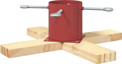 Zdjęcie produktu dla vidaXL Stojak choinkowy czerwony 50 x 50 x 16 cm z litego drewna sosnowego
