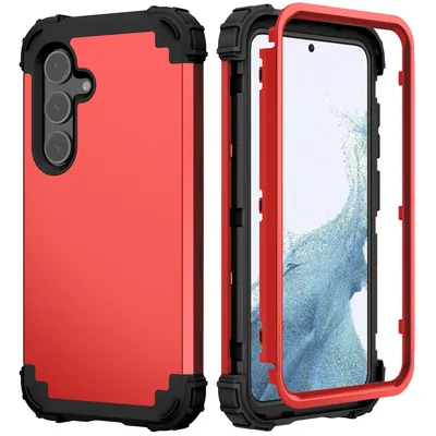 Produktbild von Galaxy S24+ Hülle, 3 in 1 Hybrid PC TPU Stossfest Robust Schutzhülle für Samsung Galaxy S24+ Rot