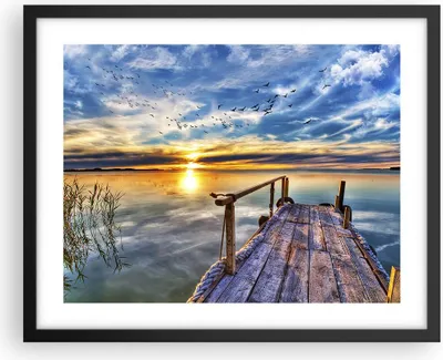 Produktbild von Gerahmtes Poster - Schwarzer Rahmen - See Brücke - 50x40 cm - Wand Bild - Wanddeko - Wandbilder - Kunstposter - Wandposter - Bilderrahmen - Bilder - Kunstdruck - Wandbild - P2BAA50x40-3963