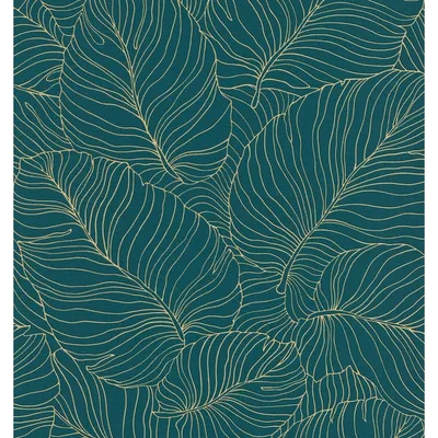 Immagine prodotto di Grandeco - Carta da parati testurizzata "Isa", foglia di banano AG2420 (10,5 m x 53 cm) (Petrolio/Oro)