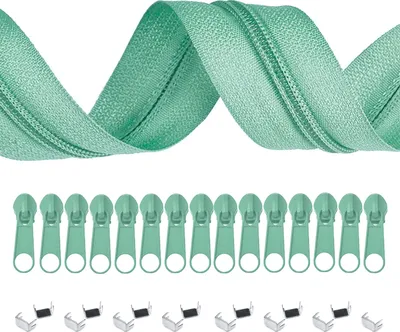 Produktbild von 5m Endlos-Reißverschluss 3mm mit 10 Zippern und 15 Endstücke freie Farbwahl,S201 aquablau