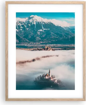 Produktbild von Gerahmtes Poster - Rahmen in heller Eiche - Winter Berge Wolken - 40x50 cm - Wand Bild - Wanddeko - Wandbilder - Kunstposter - Wandposter - Bilderrahmen - Bilder - Kunstdruck - P2NPA40x50-5183