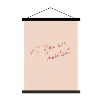 Produktbild von MuchoWow® Textilposter Text - P.S. Du bist wichtig - Zitate 40x53 cm mit schwarzem Rahmen - Abbildung