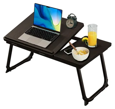 Image de Tablette pliante pour ordinateur portable, idéale pour le lit - Réglable et multifonctionnelle