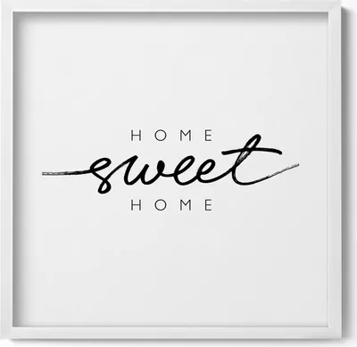 Produktbild von Dekoratives Schild für Ihr Zuhause „Home, sweet home“– Wandbild mit Rahmen – Gerahmtes Bild  – Wanddekoration – 50x50 cm –  Weiß Rahmen