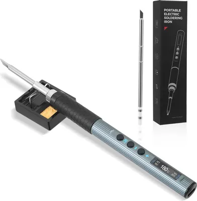 Image de Kit de fer à souder numérique - Fer à souder portable - Pointe T12-K - Chauffage rapide - Réglage de la température de 180 à 450 °C - Noir