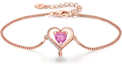 Produktbild von Herz Armband Damen Sterling Silber 925 Roségold Verstellbar Geschenk