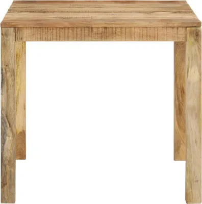 A square wooden table is shown against a white background.