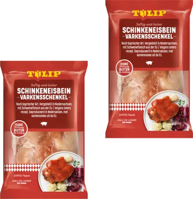 Produktbild von 2x TULIP 600g Schinkeneisbein Vakuumverpackt gepökelt Schweinehaxe Schwarte