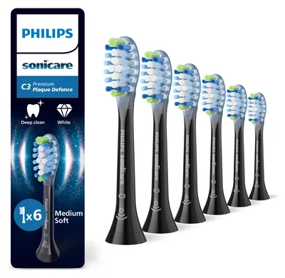 Produktbild von Philips Premium Plaque Defence HX9046/88 Bürstenköpfe (6er-Pack), 6 Stück(e), Schwarz, 3 Monat( e), Hart, 62000 Bewegungen pro Minute, Philips