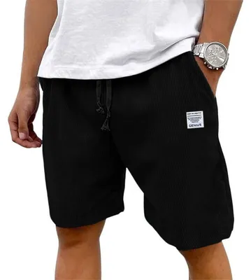 Produktbild von Bermudashorts – Lässige Cordhose mit Kordelzug – Schwarz
