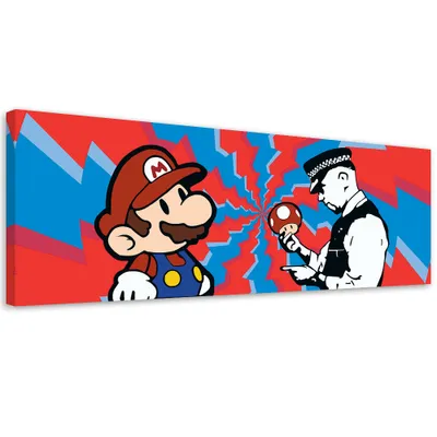 Immagine prodotto di Tela Banksy Mario and Policeman 150x50 Feeby Quadro colorato per la parete pronto per essere appeso