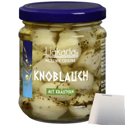 Produktbild von Liakada Knoblauch mit Kräutern in Öl (190g Glas) + usy Block