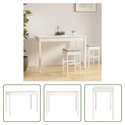 Immagine prodotto di The Living Store Tavolo da pranzo bianco 110x55x75 cm in legno di pino massiccio