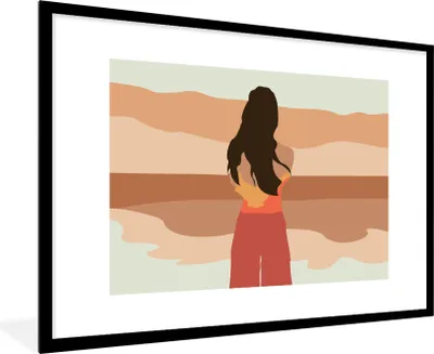 Produktbild von MuchoWow® MuchoWow® Gerahmtes Poster Frauen - Kleidung - Strand 90x60 cm - Poster mit zchwarzem Bilderrahmen - Wanddekoration - Fotos