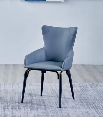 Immagine prodotto di Imbottitura della sedia blu per sala da pranzo Sedia moderna monoposto di design in pelle
