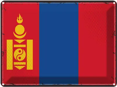 Produktbild von vianmo Blechschild 30x40 cm Mongolei Retro Mongolia Flagge Fahne Wappen