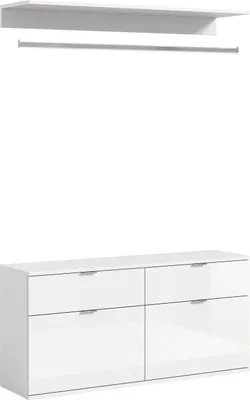 Produktbild von Kommode mit Garderobenstange Projekt X breit | weiß Hochglanz