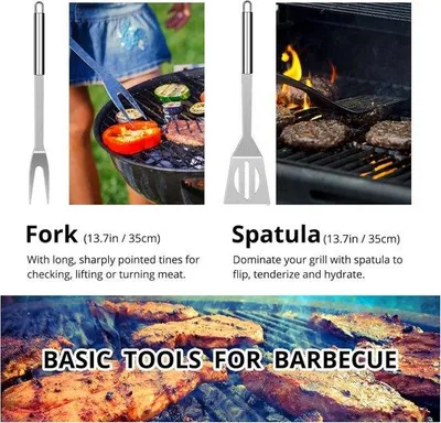 Produktbild von Famanu Grillzubehör Set aus Edelstahl - Tragbare BBQ Werkzeuge