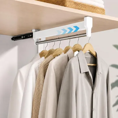 Imagen del producto de Barra extensible para armario, flexible y ajustable de 39 a 80 cm, color