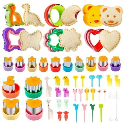 Produktbild von 48-teiliges Ausstechformen-Set, Brot- und Gemüseformen für Kinder, Sandwichformen-Set, Bento-Zubehör für Sushi, Obst, Kuchen und Kekse