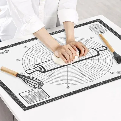 Zdjęcie produktu dla Silikonowa mata do pieczenia, bardzo duża, 80 x 60 cm, nieprzywierająca, szara, do pieczenia i dekorowania