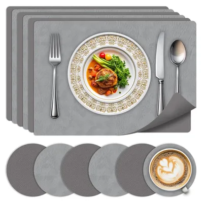 Immagine prodotto di Set di 6 sottopiatti - Antiscivolo, in PVC - Grigio