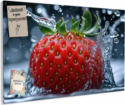 Produktbild von Magnettafel 90x60cm magnetisch & beschreibbar Metall-Board - Splash von Erdbeere
