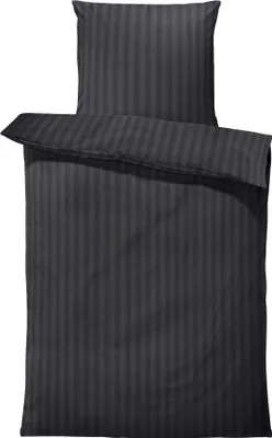 Produktbild von 4 teilig Bettwäsche 135x200 cm schwarz dunkel Hotelbettwäsche Damast Mikrofaser