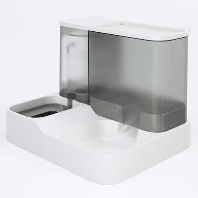 Imagen del producto de Comedero y bebedero para gatos 2 en 1, eficiente y práctico, color gris