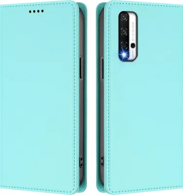 Produktbild von Handyhülle für Honor 20/Honor 20 Pro, Kunstleder Klapphülle Stoßfeste Magnetische Hülle mit Ständer Türkis