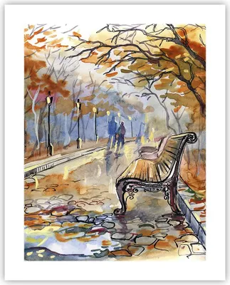 Produktbild von Poster - Poster ohne Rahmen - Path Bench Herbst Frau - 40x50 cm - Wand Bild - Wanddeko - Wandbilder - Kunstposter - Wandposter - Bilder - Kunstdruck - Wanddekoration - Wandbild - P2XPA40x50-3000