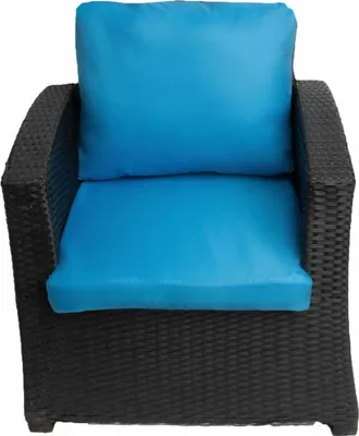 Obrázek produktu pro Polyratanový polštář na křeslo 1ks Modrý-Sedák 56x52cm+56x50cm|Polštáře na zahradní nábytek, Ratanové polštáře na křesla Polštář na zahradní židle