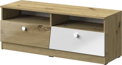 Produktbild von Minio, TV-Schrank, TV-Lowboard "Nantes" 120 cm, Fronten Hochglanz, Artisan Eiche/Weiss Farbe