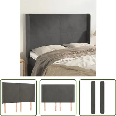 Produktbild von The Living Store Kopfteil mit Ohren Dunkelgrau 147x16x118/128 cm Samt