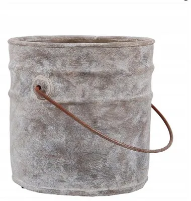 Produktbild von Donika Vintage Keramik Übertopf Grau mit Henkel 18x17cm