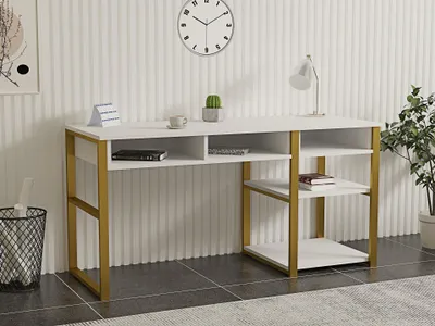 Obrázok produktu pre Skye Decor, PC stolík - Emo (biela + zlatá)