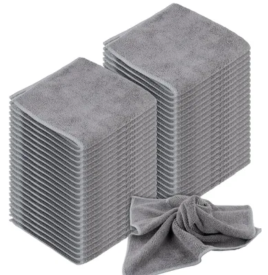 Produktbild von Set von 50 Mikrofasertüchern - 30 x 30 cm, Grau, Für Haushalt und Auto